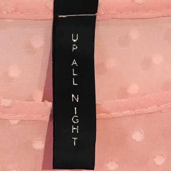 Up All Night Pink Clip Dot Blouse With Cut Out Sleeves - Picture 9 of 10